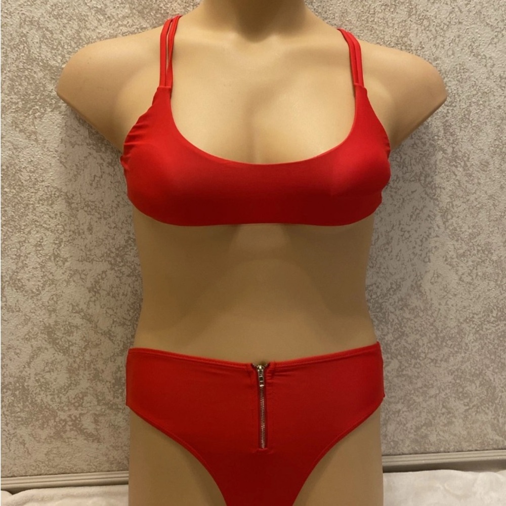 SHEIN Vibrant Red Bikini with Zipper